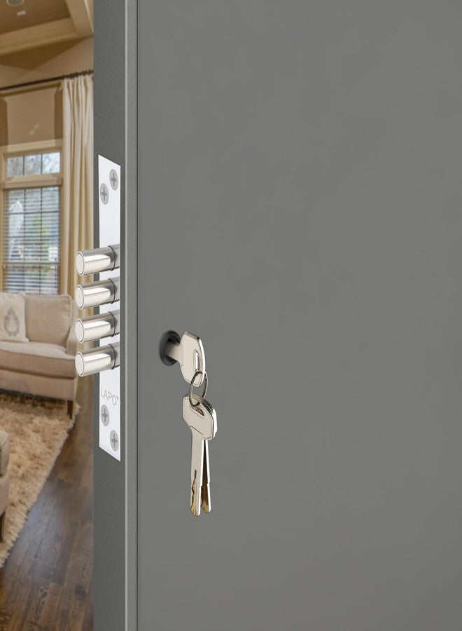 LAPO أقفال LAPO Premium ذات 4 مسامير مع 3 مفاتيح، مصنوعة من النحاس والفولاذ المقاوم للصدأ، للأبواب الخشبية بسماكة من 25 مم إلى 75 مم، للاستخدام المنزلي والمكتبي - طلاء كروم - KH-05 - Image 1